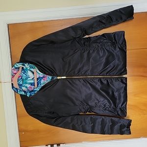 EUC Lilly Pulitzer Marilee Reversible black/printed puffer jacket, sz 8